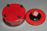 Rare Large Catalin Powder Box Art Deco Octagon Shape in Red with Black